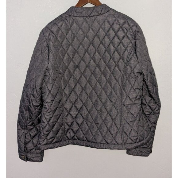 Tommy Hilfiger Womens Medium Quilted Jacket Gold Snap Buttons Zipper Gray - Picture 12 of 16